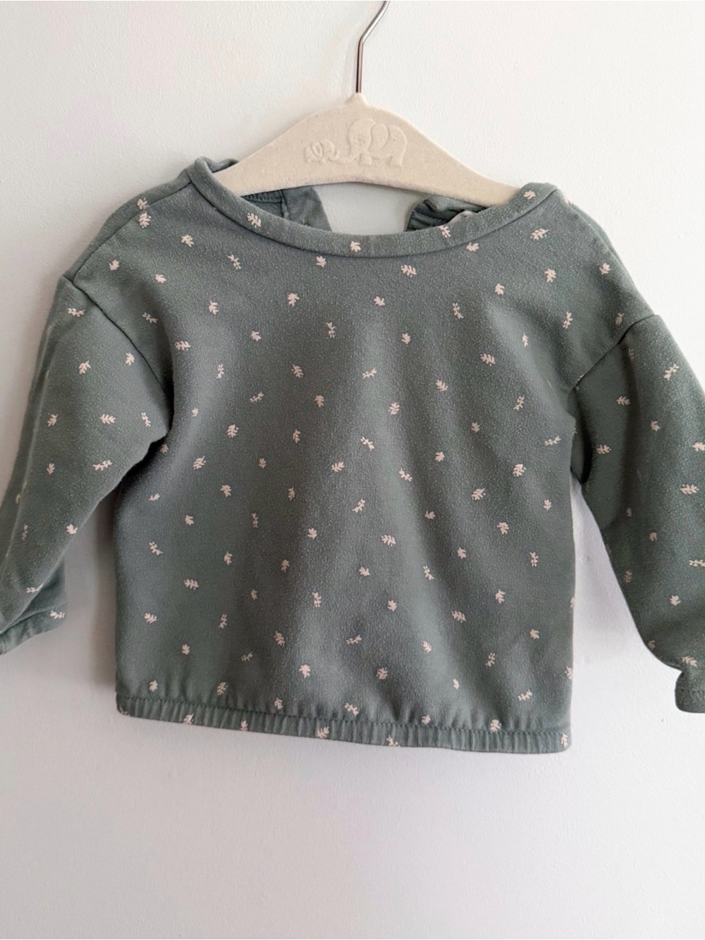 H&M Baby Organic Green Sweatshirt with Wood Buttons Detail